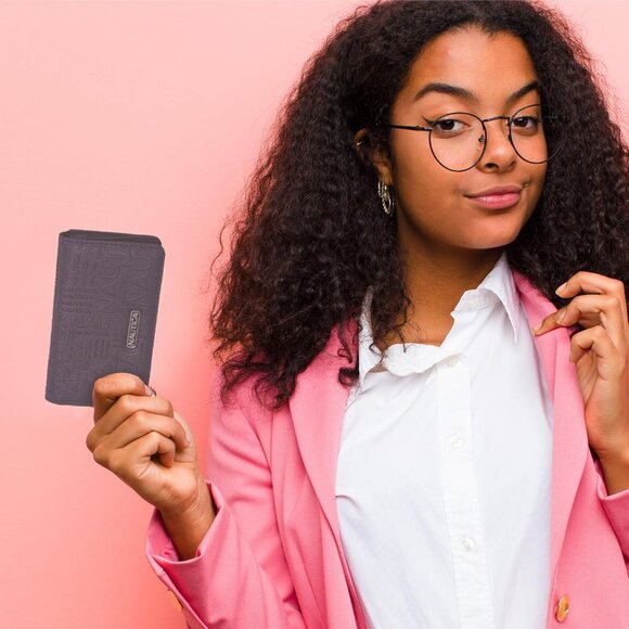 Nautica Seaside Slim Women's Wallet Black Embossed RFID Blocking Vegan Leather - Picture 2 of 6